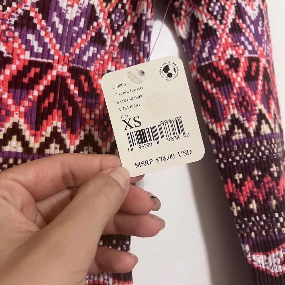 NWT Free People Movement Rally Printed Layer in Zebra Fairisle - Picture 6 of 9